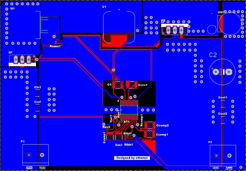 LM5118 ile 9-36V Girişten 12V Sabit Çıkış Alabilen Buck-Boost Konvertör Tasarımı görsel 1: PCB